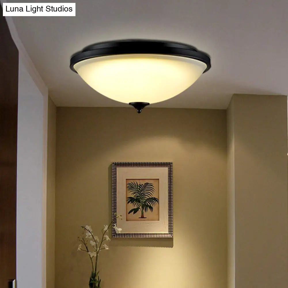 Retro Acrylic Flush Mount Ceiling Light - Brown - Black Shaded Single Bedroom Lighting / Small B