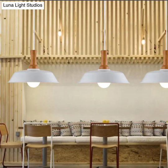 Retro Stylish Barn Hanging Light - 10/14 1 Bulb Metal Ceiling Fixture Black/White Kitchen Lighting