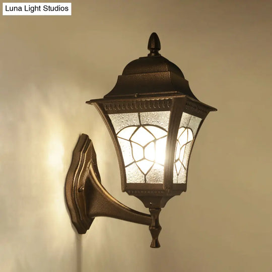 Retro Birdcage Wall Sconce Light With Frosted Glass: Outdoor Fixture Coffee