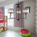 Retro Black Crystal Pendant Chandelier 3/6 Bulbs Square Design 3 /