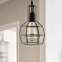 Retro Black Metal 1-Light Prism Cage Pendant Ceiling Light – Ideal For Living Room