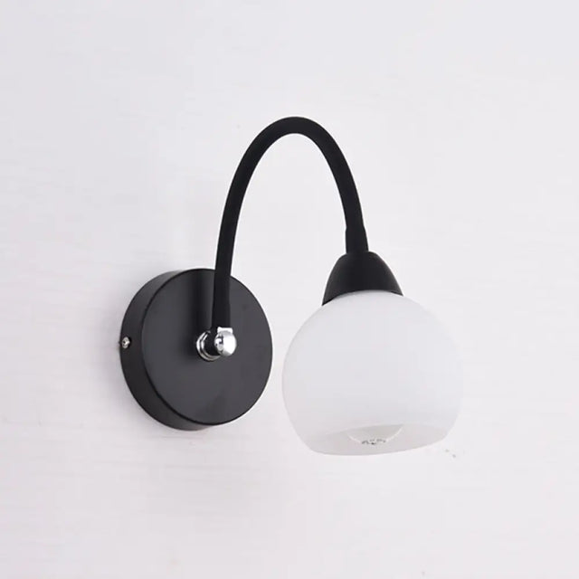 Retro Black Opaline Glass Wall Sconce: Ball Mounted Vanity Light For Bathroom 1 / Globe