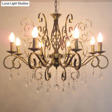 Retro Brass Candle Chandelier: Swirled Arm Pendant Lamp For Living Room With A Metallic Finish