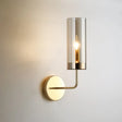 Retro Brass Sconce Wall Mount Lamp With Cylindrical Glass Shade 1/2 Light Fixture For Living Room 1