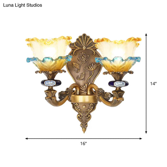 Retro Brass Wall Mount Sconce With Frosted Glass Shade For Dining Room