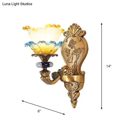 Retro Brass Wall Mount Sconce With Frosted Glass Shade For Dining Room