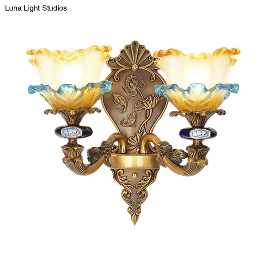 Retro Brass Wall Mount Sconce With Frosted Glass Shade For Dining Room