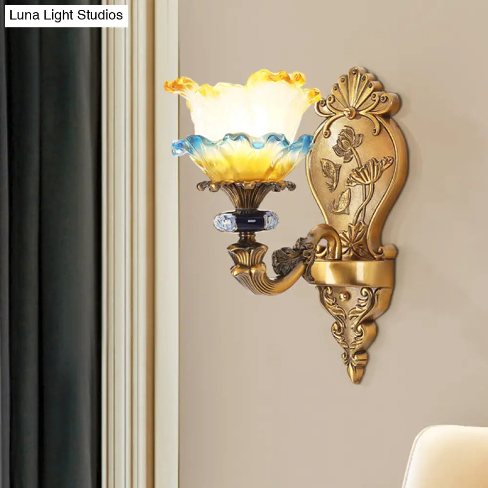 Retro Brass Wall Mount Sconce With Frosted Glass Shade For Dining Room