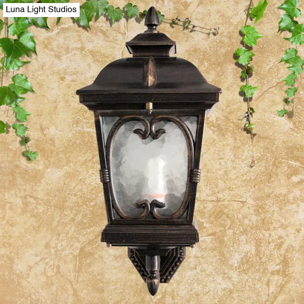 Retro Bronze Ripple Glass Birdcage Wall Sconce - Outdoor Single Light Fixture