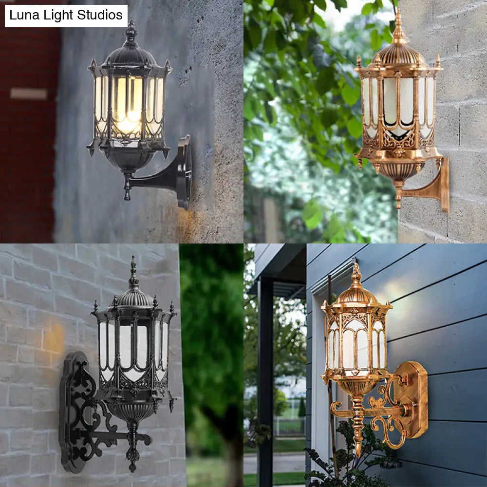 Retro Clear Glass Cylinder Lantern Sconce: Wall Mounted Light Fixture For Patio With 1 Bulb