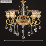 Retro Crystal Glass Brass Chandelier - Decorative Living Room Hanging Lamp
