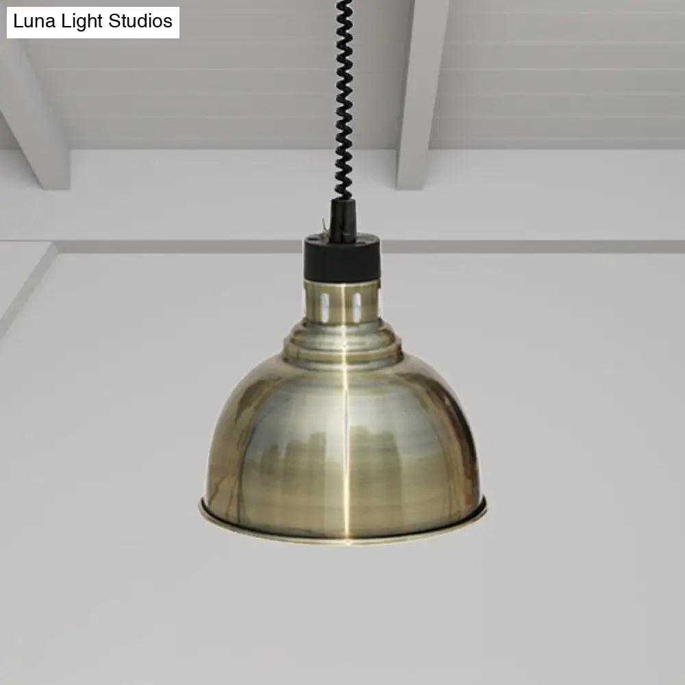 Retro Stylish Dome Suspension Light - Extendable Bronze/Copper Pendant Lighting For Indoor Spaces