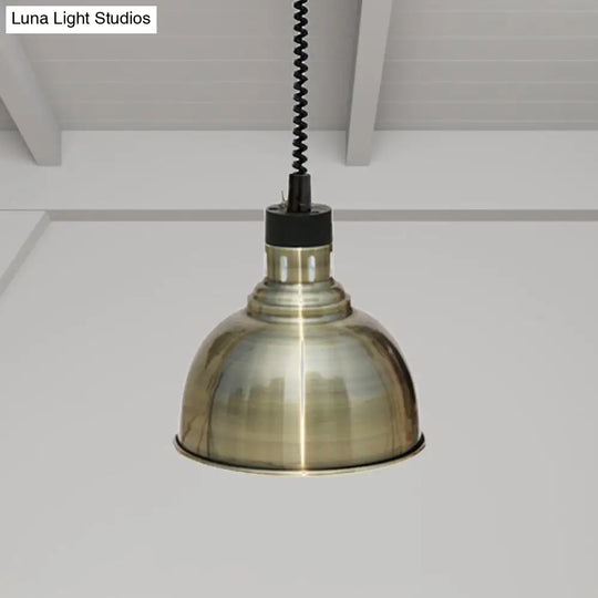Retro Stylish Dome Suspension Light - Extendable Bronze/Copper Pendant Lighting For Indoor Spaces