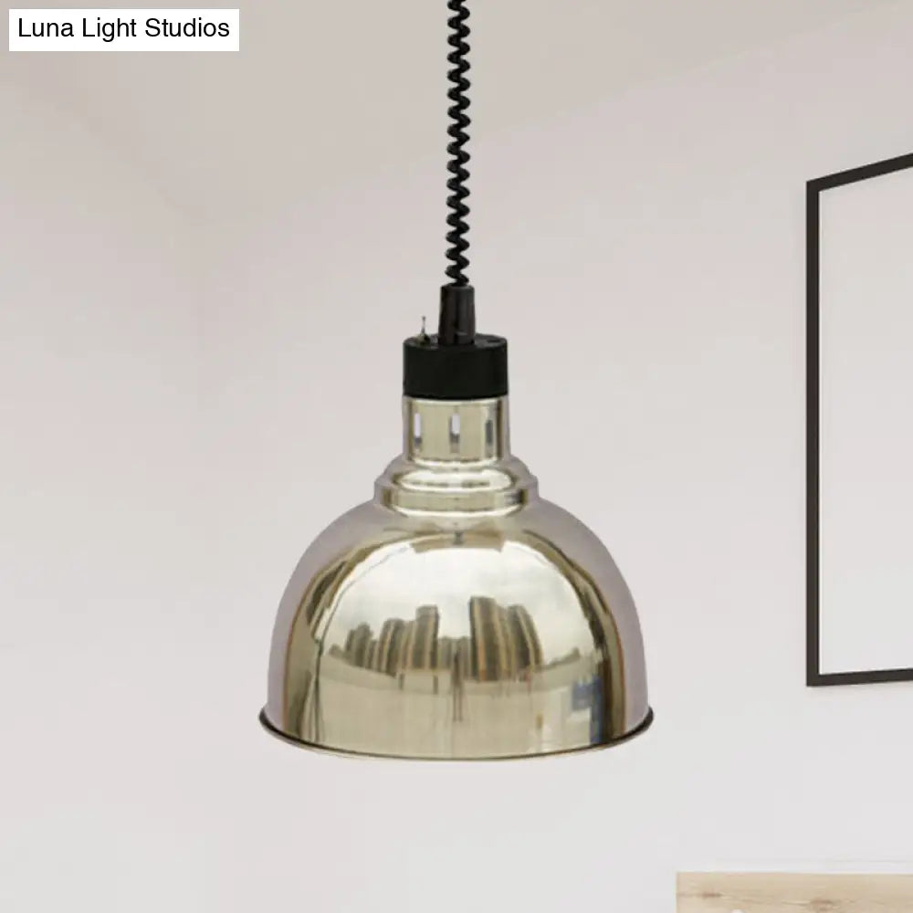 Retro Stylish Dome Suspension Light - Extendable Bronze/Copper Pendant Lighting For Indoor Spaces