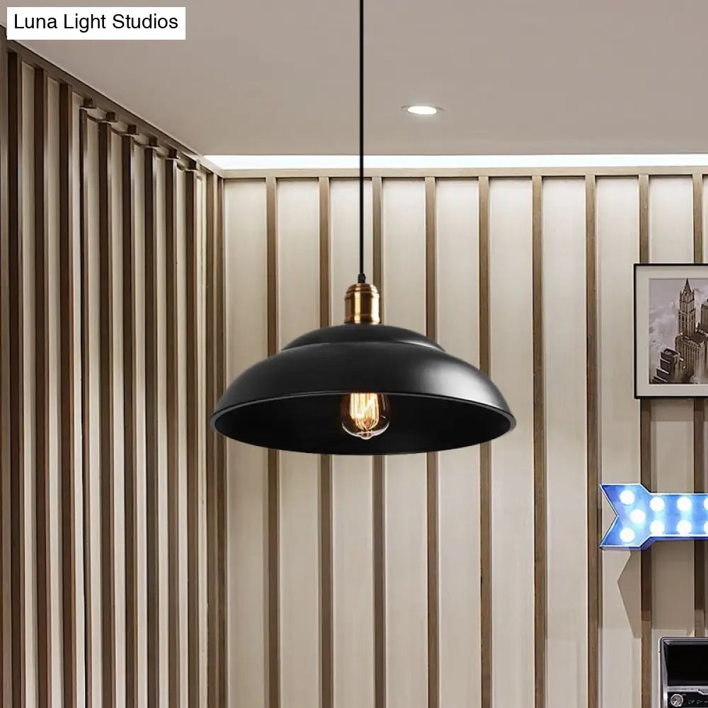 Retro Double Bubble Pendant Lamp: Metallic 1-Light Hanging Ceiling Light In Black/White For Coffee