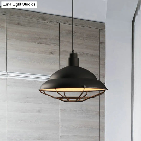 Double Bubble Pendant Lamp - Retro Style 1-Light Metallic Ceiling Light For Coffee Shop Black/White