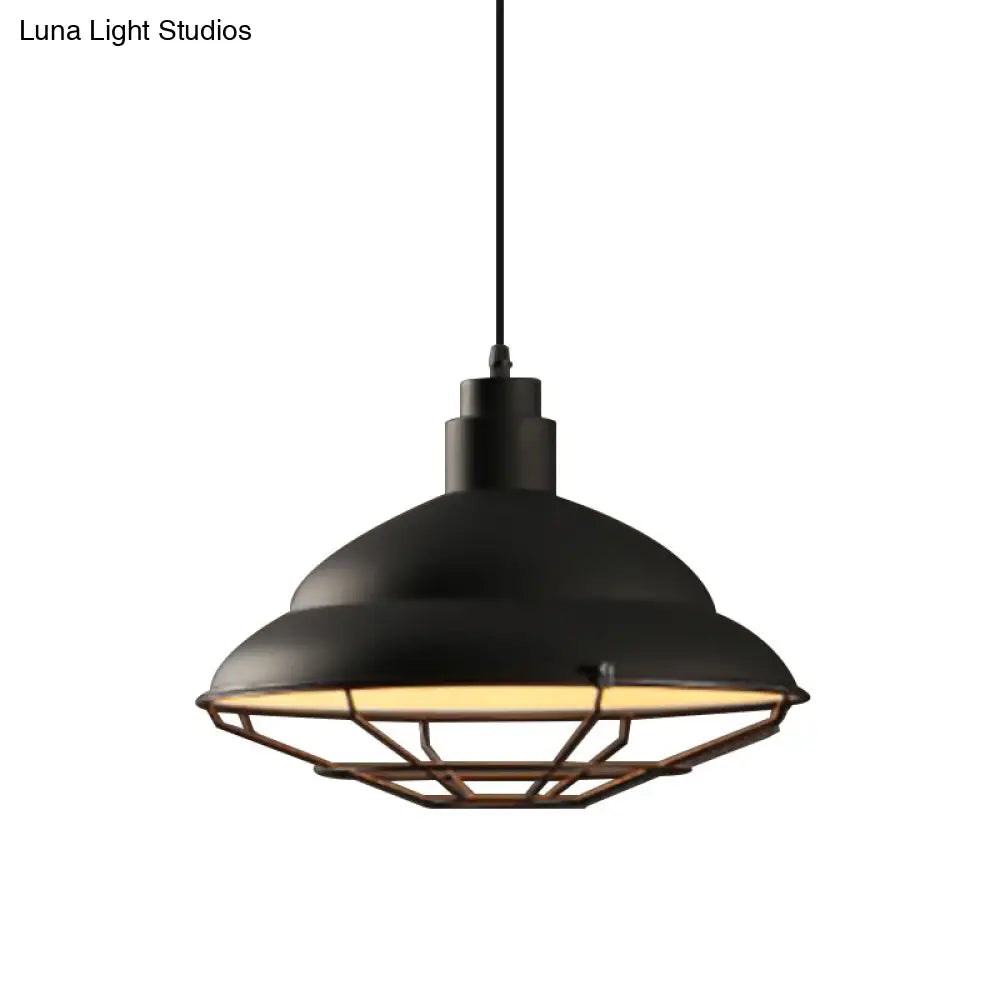 Retro Double Bubble Pendant Lamp: Metallic 1-Light Hanging Ceiling Light In Black/White For Coffee