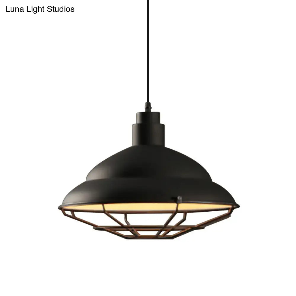 Double Bubble Pendant Lamp - Retro Style 1-Light Metallic Ceiling Light For Coffee Shop Black/White