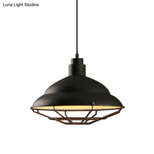Double Bubble Pendant Lamp - Retro Style 1-Light Metallic Ceiling Light For Coffee Shop Black/White
