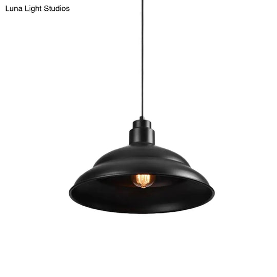 Double Bubble Pendant Lamp - Retro Style 1-Light Metallic Ceiling Light For Coffee Shop Black/White