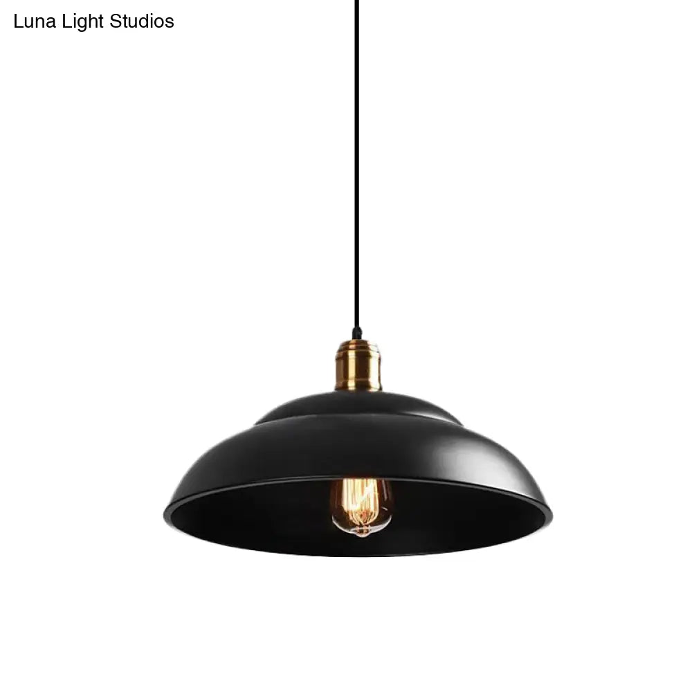 Double Bubble Pendant Lamp - Retro Style 1-Light Metallic Ceiling Light For Coffee Shop Black/White