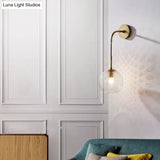 Retro Glass Globe Wall Lamp: Pink/Yellow/Blue With Brass Finish