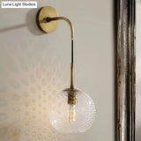 Retro Glass Globe Wall Lamp: Pink/Yellow/Blue With Brass Finish