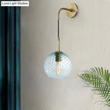 Retro Glass Globe Wall Lamp: Pink/Yellow/Blue With Brass Finish