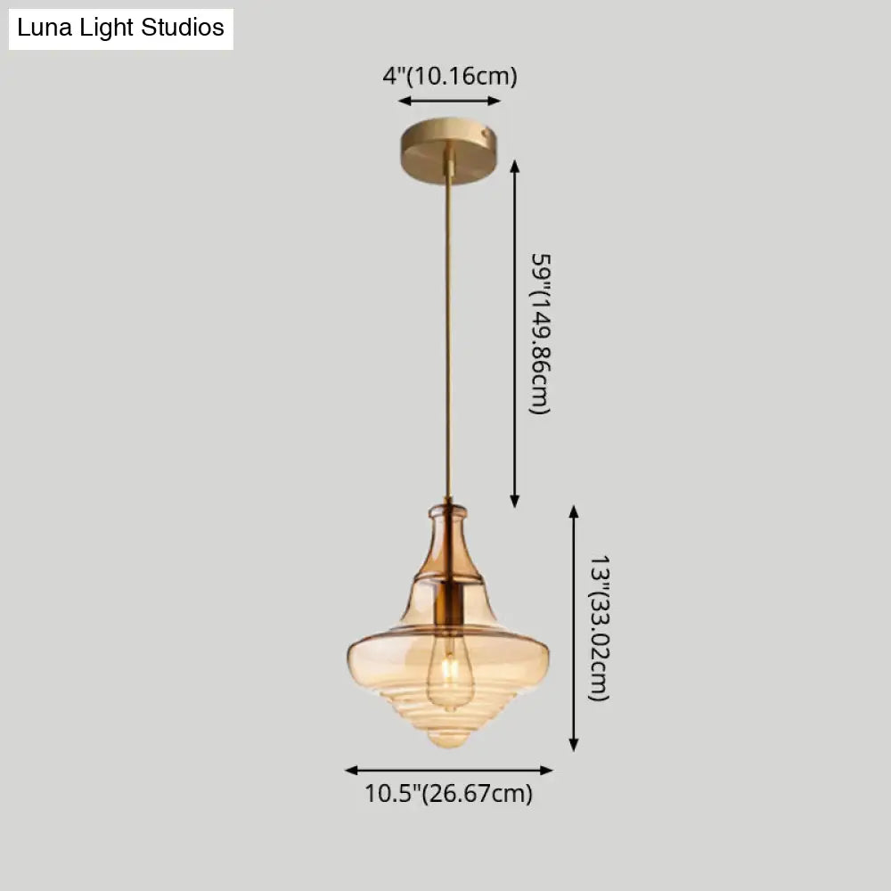 Retro Glass Ceiling Pendant Light Fixture - Head Spool Shaped For Restaurants