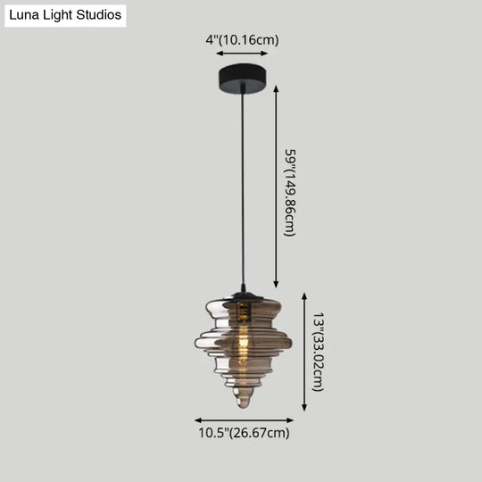 Retro Glass Pendant Light For Restaurants - Spool Shaped Head Design