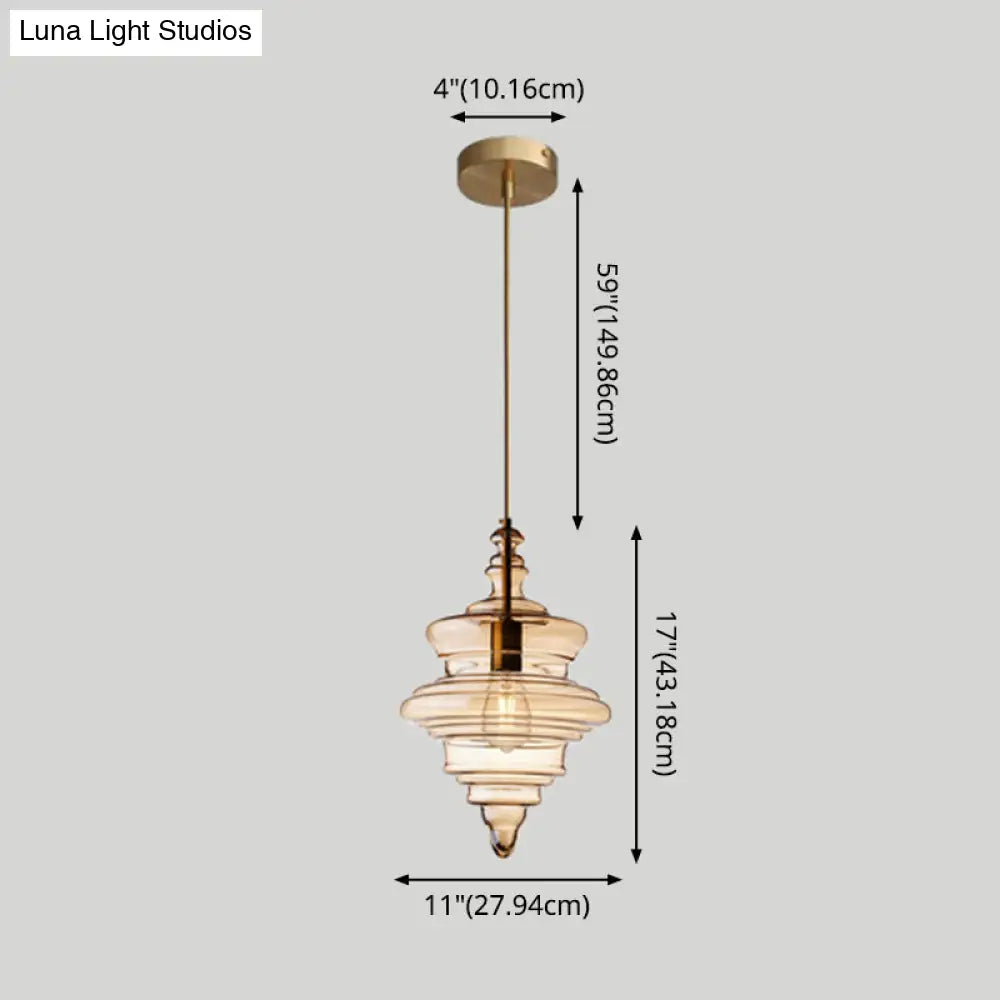 Retro Glass Pendant Light For Restaurants - Spool Shaped Head Design