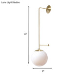 Retro Globe Wall Lamp - 1-Light Clear/White Glass Shade Brass/Black Living Room Sconce Light