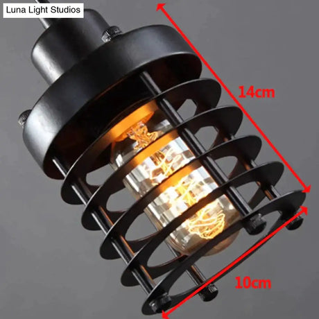 Retro Indoor Vintage Pendant Light Metal Minimalist Led Hanging Lights Rust Iron Cage Lampshade