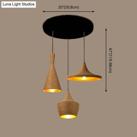 Beige Rope Pendant Light: Retro Industrial Hanging Lamp For Dining Room