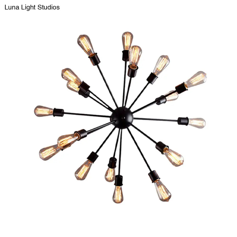 Retro Industrial Black Metal Chandelier Pendant - 9/12 Lights Dining Room Lighting