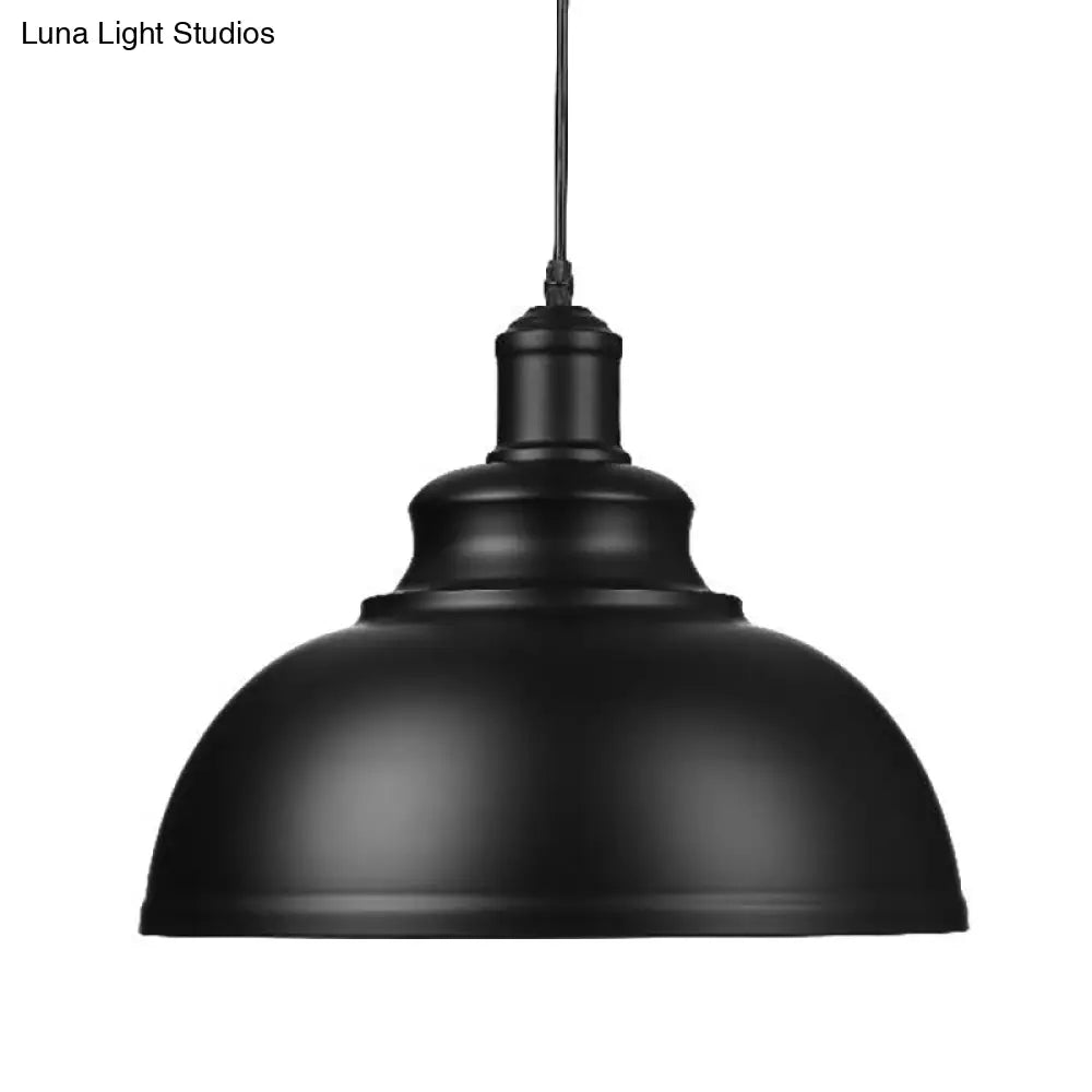Retro Industrial Metal Ceiling Pendant With Black Finish Bowl Shade - Stylish Suspension Light For