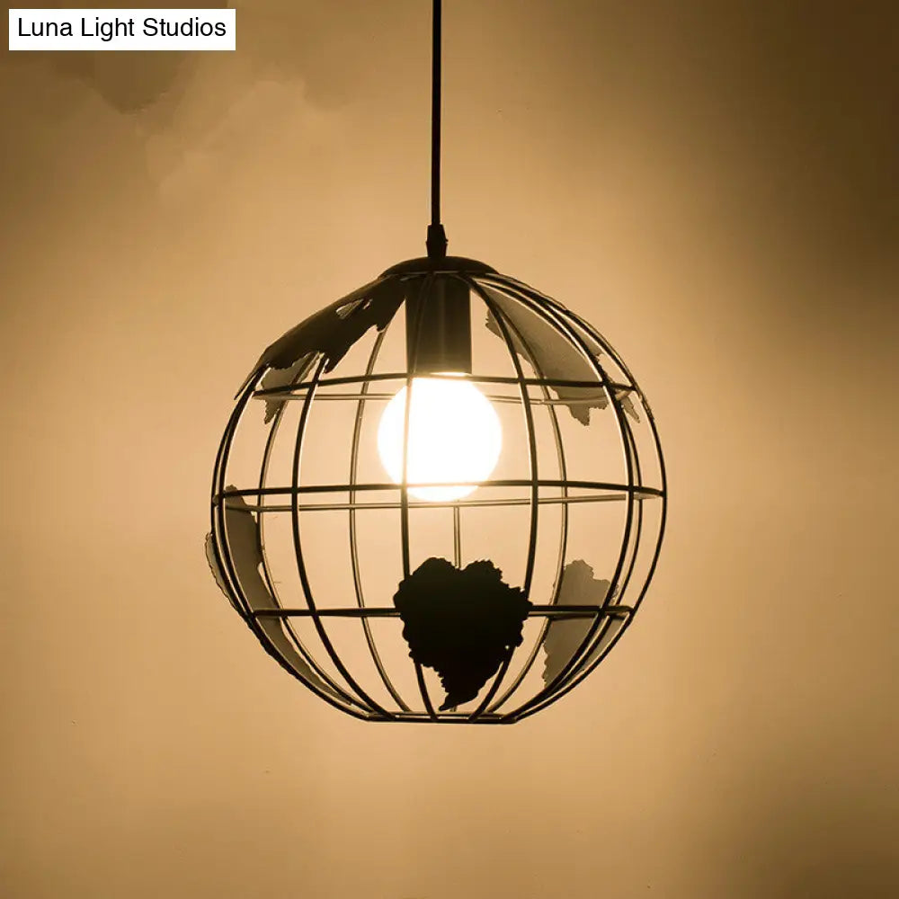 Retro Industrial Metal Globe Pendant Light Fixture - Perfect For Bars