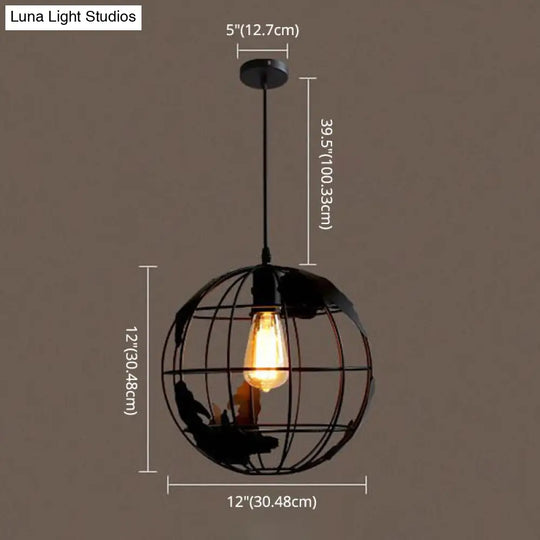 Retro Industrial Metal Globe Pendant Light Fixture - Perfect For Bars