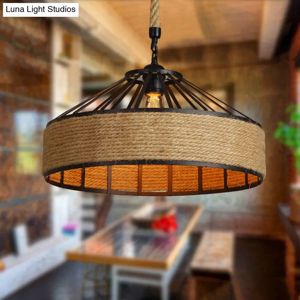 Retro Industrial Metal Pendant Hanging Light With Flared Cage Design - Ideal For Restaurants