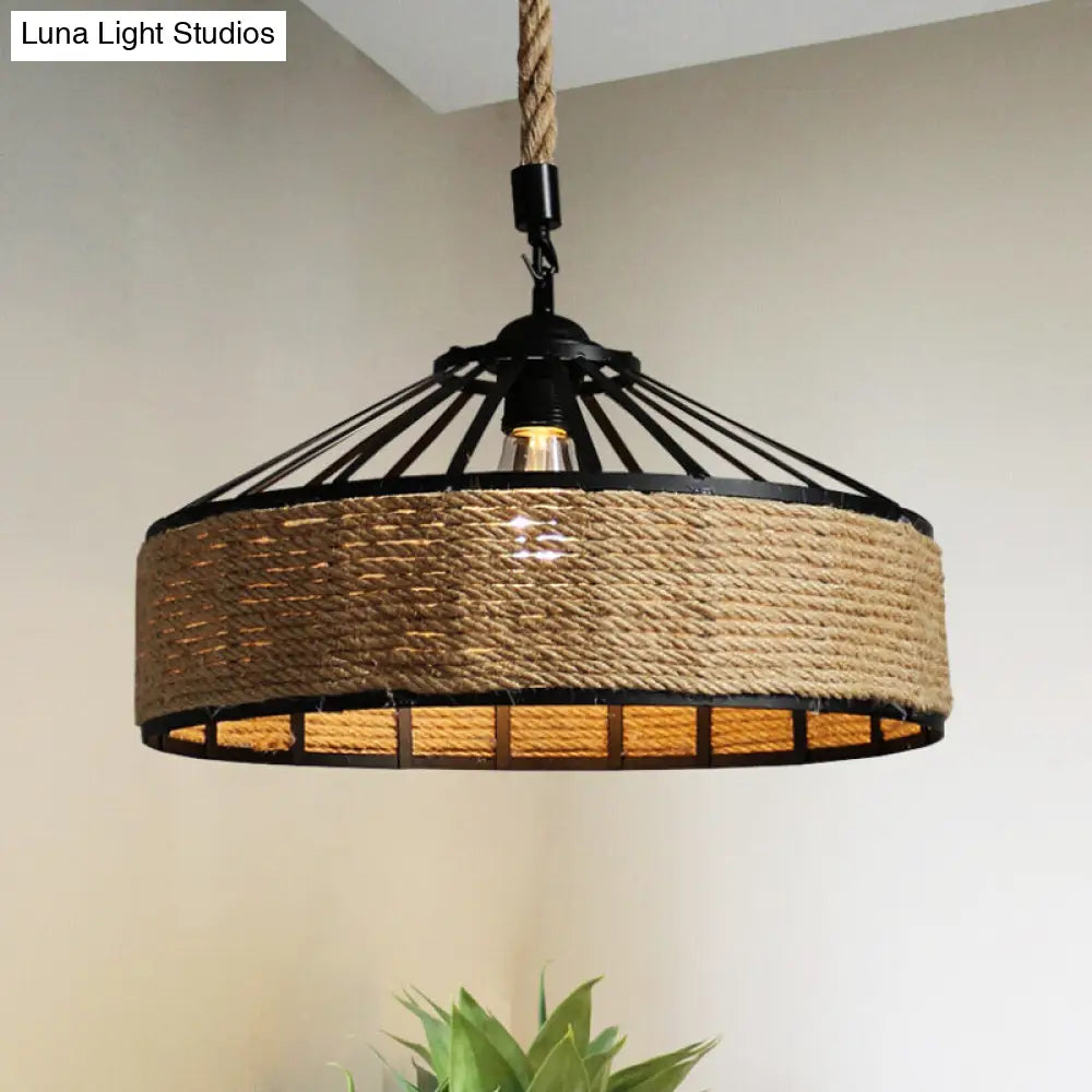 Industrial Metal Pendant Light With Flared Cage Design - Perfect For Restaurants