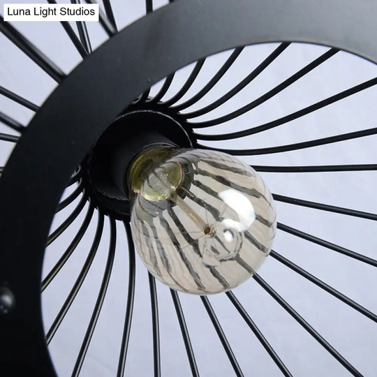 Retro Industrial Style Metal Pendant Ceiling Light - 1-Light Oval For Restaurants
