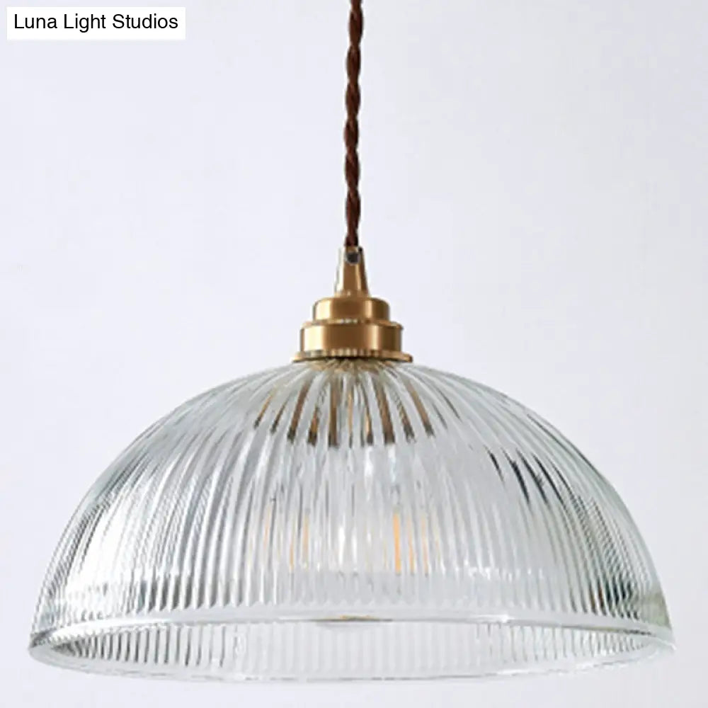 Industrial Retro Prismatic Glass Dome Pendant Light For Living Room