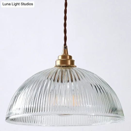 Industrial Retro Prismatic Glass Dome Pendant Light For Living Room