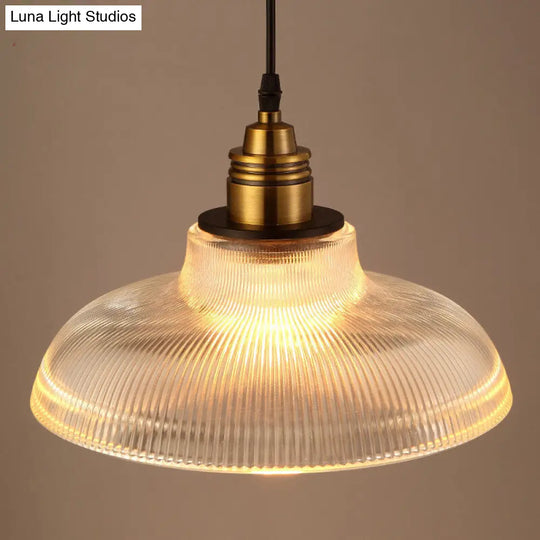 Industrial Retro Prismatic Glass Dome Pendant Light For Living Room