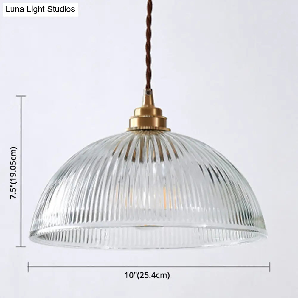 Industrial Retro Prismatic Glass Dome Pendant Light For Living Room