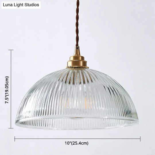 Industrial Retro Prismatic Glass Dome Pendant Light For Living Room