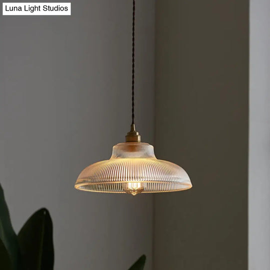 Industrial Retro Prismatic Glass Dome Pendant Light For Living Room