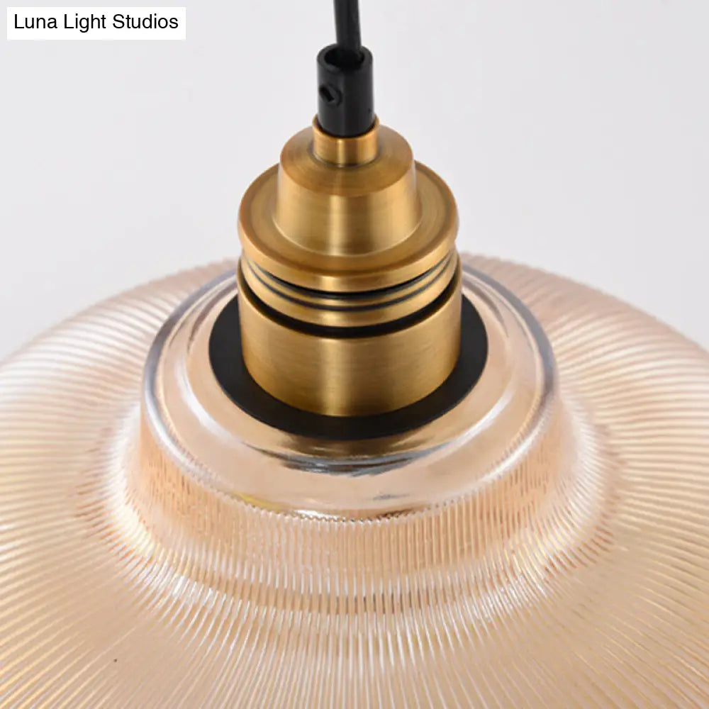 Industrial Retro Prismatic Glass Dome Pendant Light For Living Room