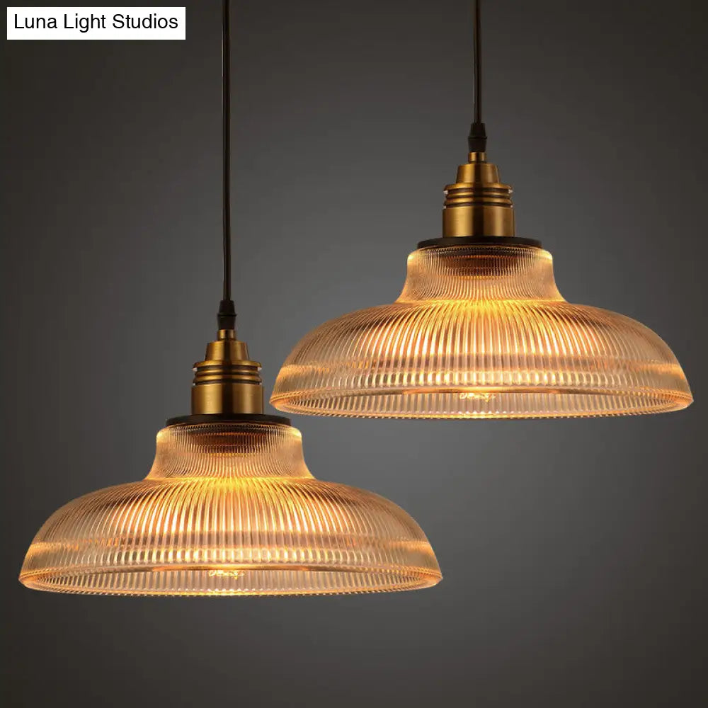Retro Industrial Pendant Lighting - 1 Light Prismatic Glass Dome Perfect For Living Room