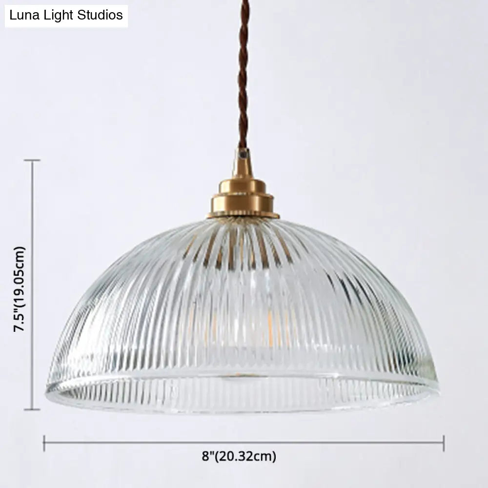 Industrial Retro Prismatic Glass Dome Pendant Light For Living Room